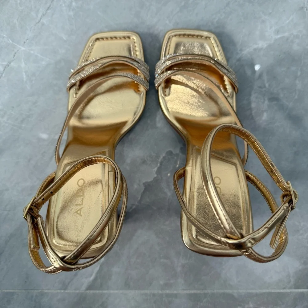 NWOT Women’s Aldo Melena Embellished Rhinestone Ankle Strap Shimmer Heels Size 9 - Picture 9 of 16